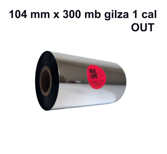 Taśma termotransferowa E-222 woskowo-żywiczna premium 104mm x 300mb OUT