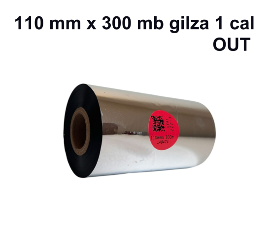 Taśma termotransferowa E-222 woskowo-żywiczna premium 110mm x 300mb OUT