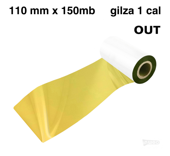 Złota taśma termotransferowa żywiczna do tekstyliów 110x150 OUT
