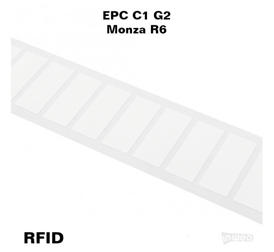 Foliowa samoprzylepna etykieta RFID do zadruku, 44 x 18, EPC C1 G2,  Monza R6