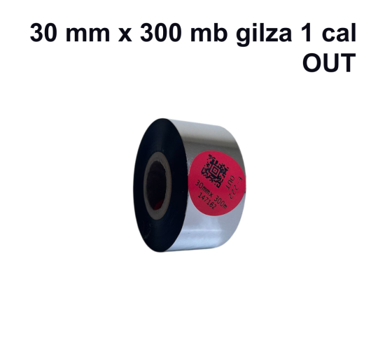 Taśma termotransferowa E-222 woskowo-żywiczna premium 30mm x 300mb OUT