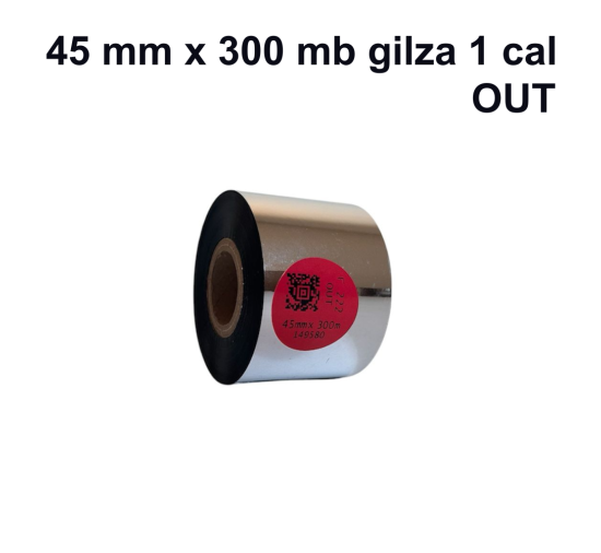 Taśma termotransferowa E-222 woskowo-żywiczna premium 45mm x 300mb OUT