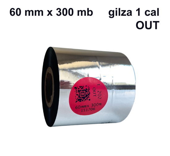 Taśma termotransferowa do bawełny E-202 woskowo-żywiczna premium 60mm x 300mb OUT