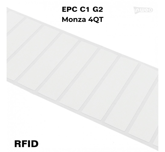 Foliowa samoprzylepna etykieta RFID na szybę, 96 x 22,  EPC C1 G2, Monza 4QT