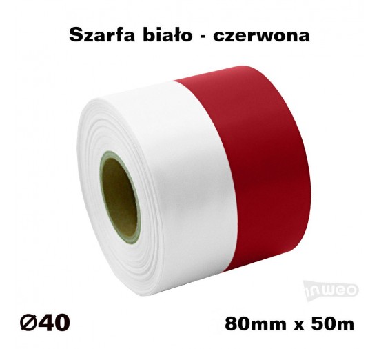 Szarfa biało - czerwona 80mm x 50mb