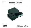 Taśma D1 zamiennik do DYMO 12mm/7m transparentna czarny nadruk 45010