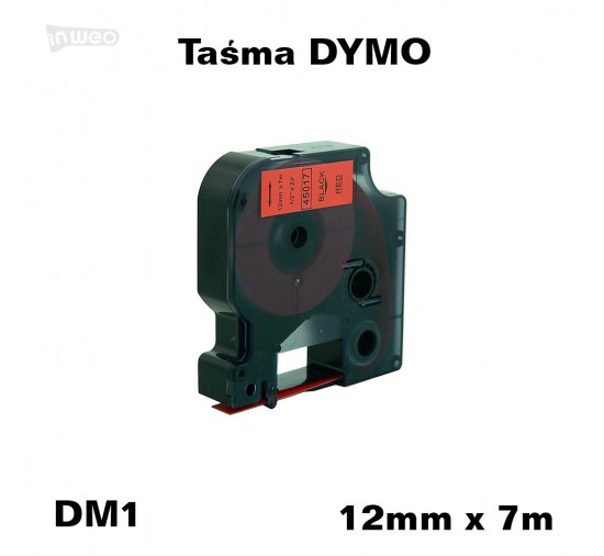 Taśma D1 zamiennik do DYMO 12mm/7m czerwona czarny nadruk 45017