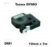 Taśma D1 zamiennik do DYMO 12mm/7m biała czarny nadruk 45013