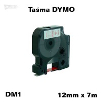 Taśma D1 zamiennik do DYMO 12mm/7m biała czerwony nadruk 45015