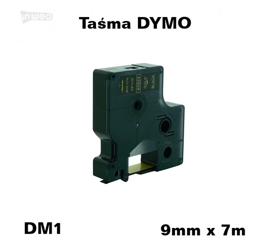 Taśma D1 zamiennik do DYMO 9mm/7m czarna złoty nadruk 40924
