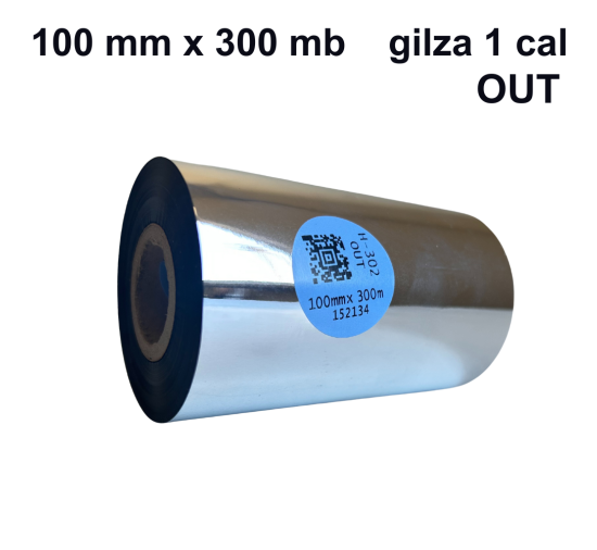 Taśma termotransferowa H-302 żywiczna premium  100mm x 300mb OUT