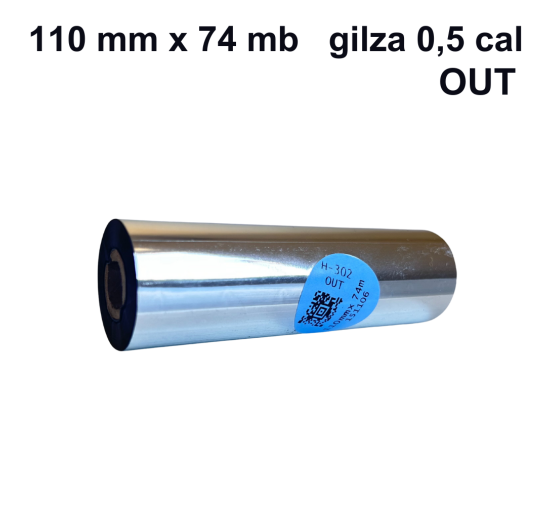 Taśma termotransferowa H-302 żywiczna premium  110mm x 74mb OUT