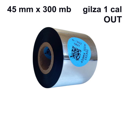 Taśma termotransferowa H-302 żywiczna premium  45mm x 300mb OUT