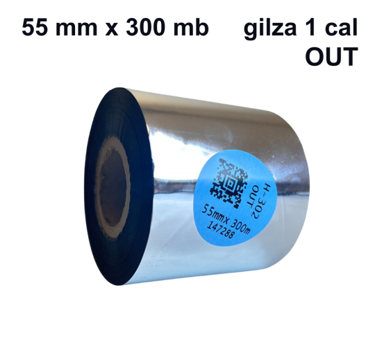 Taśma termotransferowa H-302 żywiczna premium  55mm x 300mb OUT