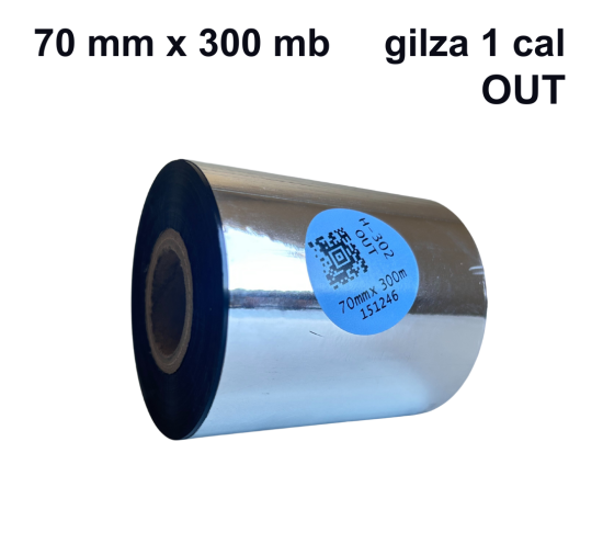 Taśma termotransferowa H-302 żywiczna premium  70mm x 300mb OUT