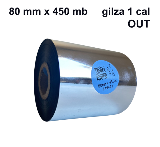 Taśma termotransferowa H-302 żywiczna premium  80mm x 450mb OUT