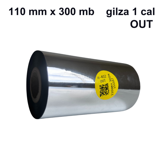 Taśma termotransferowa H-402 żywiczna do folii 110mm x 300mb OUT