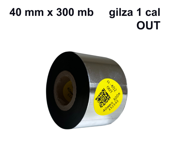 Taśma termotransferowa H-402 żywiczna do folii 40mm x 300mb OUT