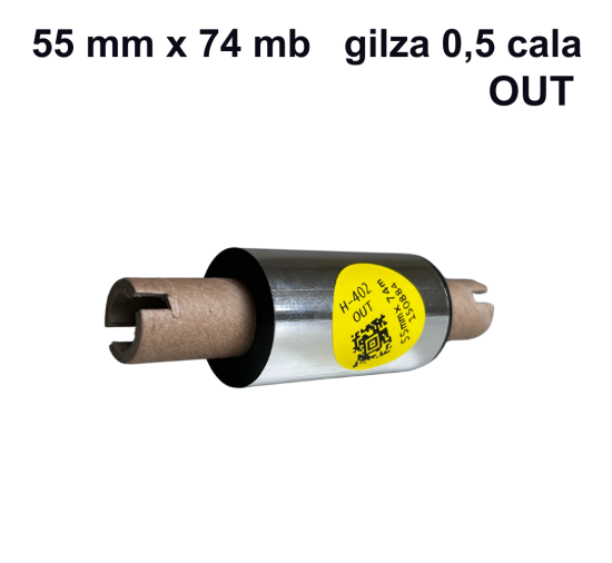 Taśma termotransferowa H-402 żywiczna do folii 55mm x 74mb OUT