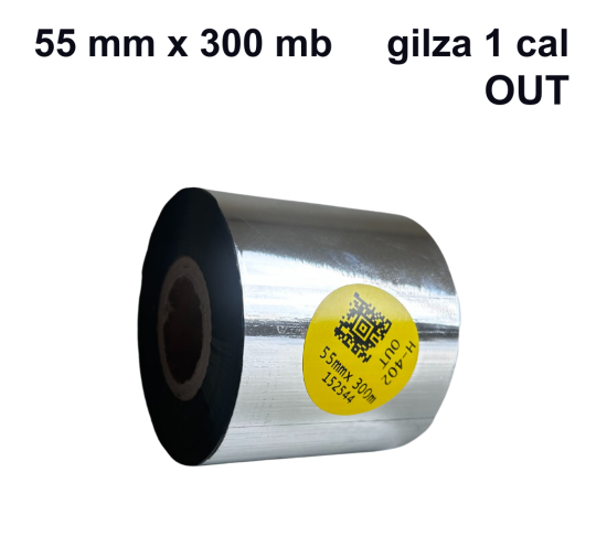 Taśma termotransferowa H-402 żywiczna do folii 55mm x 300mb OUT