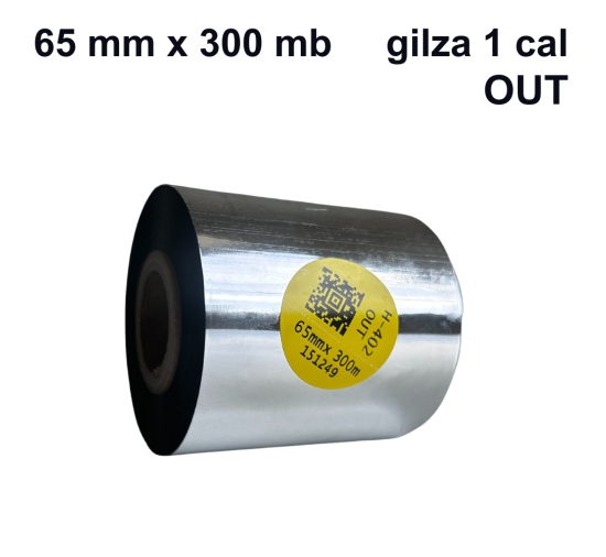 Taśma termotransferowa H-402 żywiczna do folii 65mm x 300mb OUT