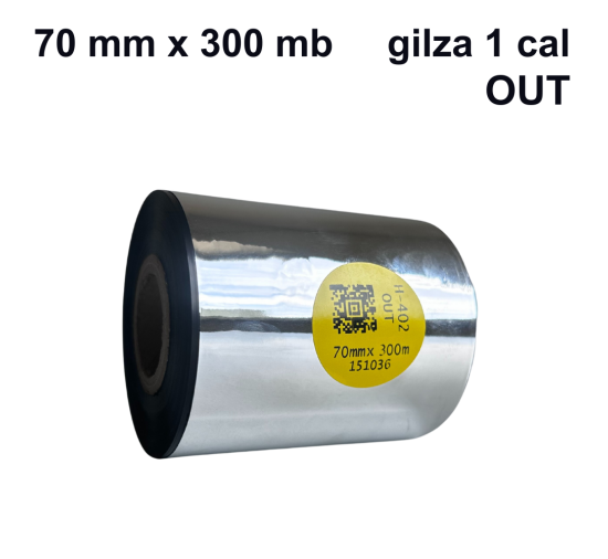 Taśma termotransferowa H-402 żywiczna do folii 70mm x 300mb OUT