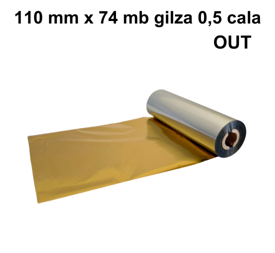 Złota błyszcząca taśma termotransferowa żywiczna do tekstyliów 110x74 OUT