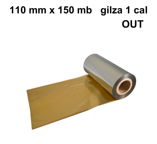 Złota błyszcząca taśma termotransferowa żywiczna do tekstyliów 110x150 OUT