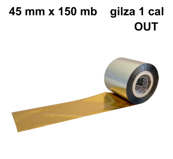 Złota błyszcząca taśma termotransferowa żywiczna do tekstyliów 45x150 OUT