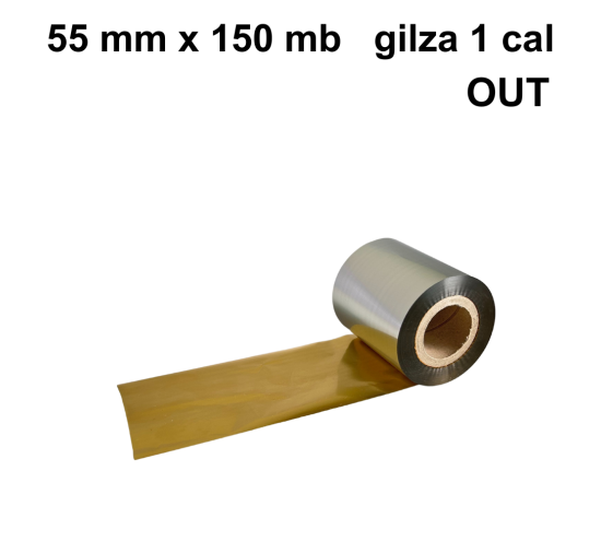 Złota błyszcząca taśma termotransferowa żywiczna do tekstyliów 55x150 OUT