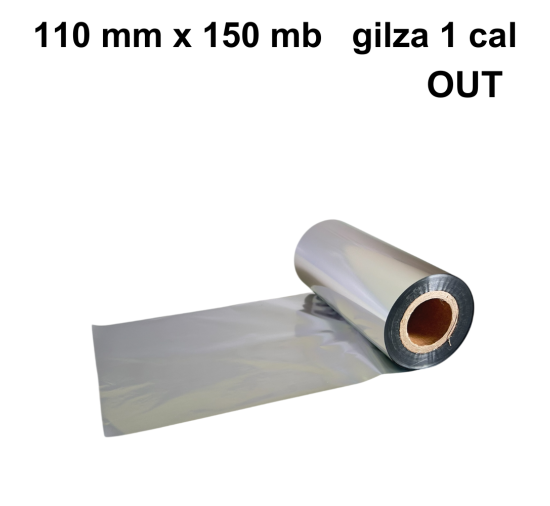 Srebrna błyszcząca taśma termotransferowa żywiczna do tekstyliów 110x150 OUT