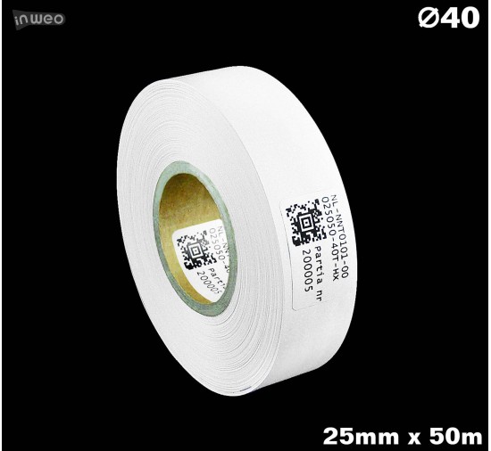 Taśma nylonowa dwustronna biała PREMIUM OekoTex 25mm x 50mb