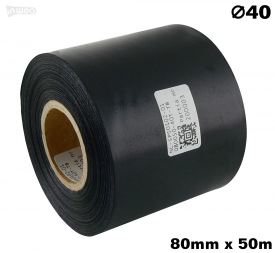 Czarna taśma satynowa premium 80mm x 50mb