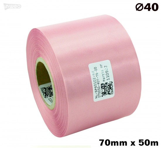 Różowa taśma satynowa premium 70mm x 50mb