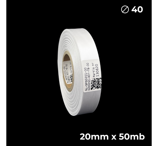 Biała taśma satynowa dwustronna premium 20mm x 50mb