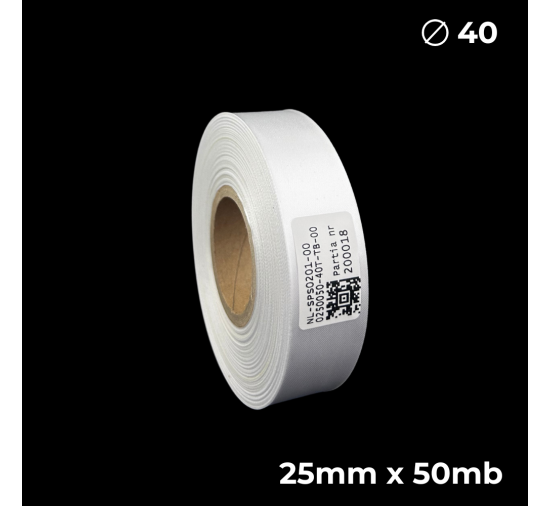 Biała taśma satynowa dwustronna premium 25mm x 50mb