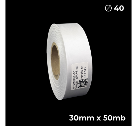 Biała taśma satynowa dwustronna premium 30mm x 50mb