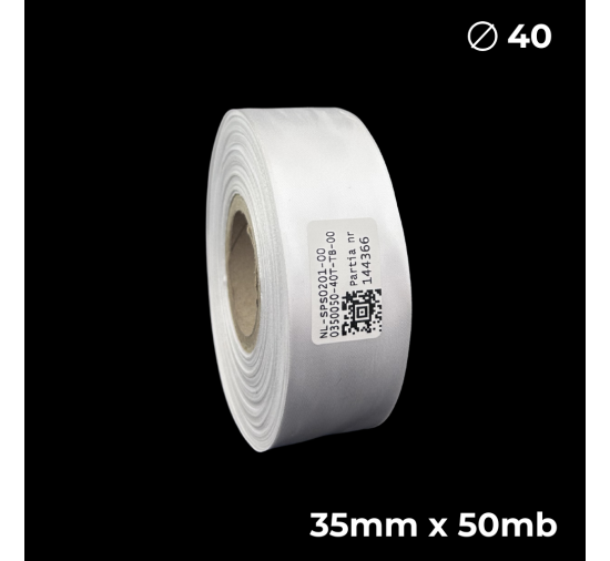 Biała taśma satynowa dwustronna premium 35mm x 50mb