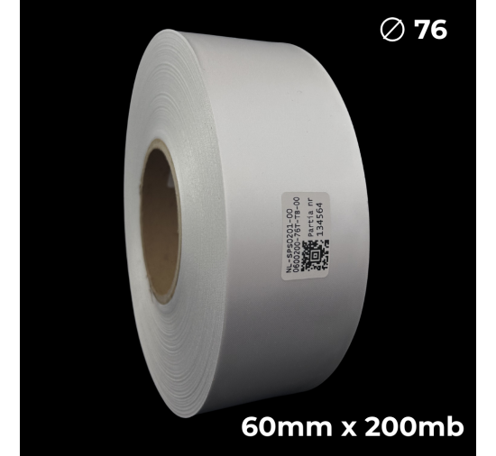 Biała taśma satynowa dwustronna premium 60mm x 200mb