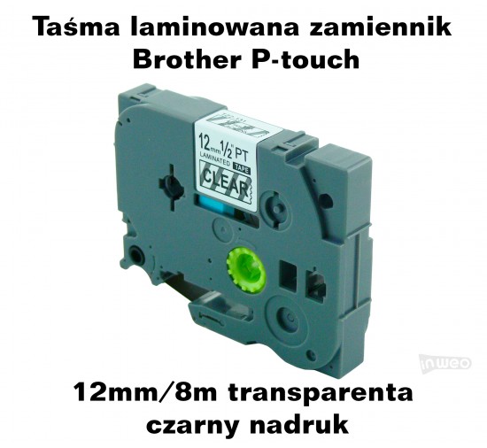 Taśma laminowana Brother P-touch TZ - 12mm/8m transparentna czarny nadruk TZ2-131