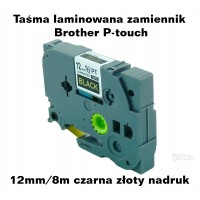 Taśma laminowana Brother P-touch TZ - 12mm/8m czarna złoty nadruk TZ2-334