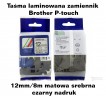 Taśma laminowana Brother P-touch TZ - 12mm/8m matowa srebrna czarny nadruk TZ2-M931