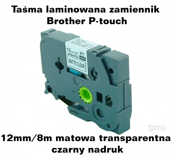 Taśma laminowana Brother P-touch TZ - 12mm/8m matowa transparentna czarny nadruk TZ2-M31 Produkty