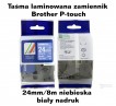 Taśma laminowana Brother P-touch TZ - 24mm/8m niebieska biały nadruk TZ555
