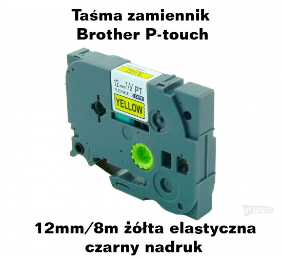 Taśma laminowana Brother P-touch TZ - 12mm/8m żółta elastyczna czarny nadruk TZ2-FX631