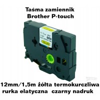 Rurka termokurczliwa zamiennik do Brother 12mm/1.5m żółta czarny nadruk HS2-631 Produkty
