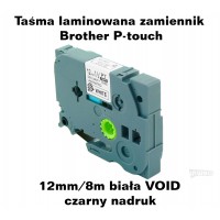 Taśma laminowana Brother P-touch TZ - 12mm/8m biała VOID czarny nadruk TZ2-SE3
