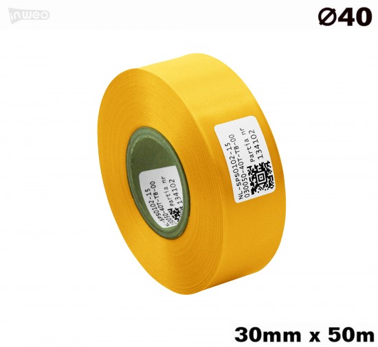 Żółta taśma satynowa premium 30mm x 50mb