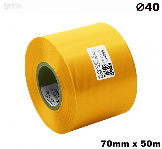 Żółta taśma satynowa premium 70mm x 50mb