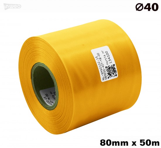 Żółta taśma satynowa premium 80mm x 50mb